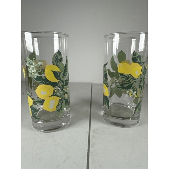Vtg Libby Pair Of Lemons On Tree Limbs Glasses Pint  Tumbler - Picture 3 of 3